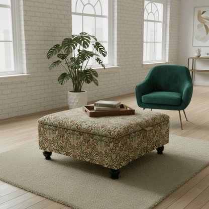 Durable Hand - finished Large Upholstered Ottoman Stool – Multi - Functional & Stylish - ISTOOLS