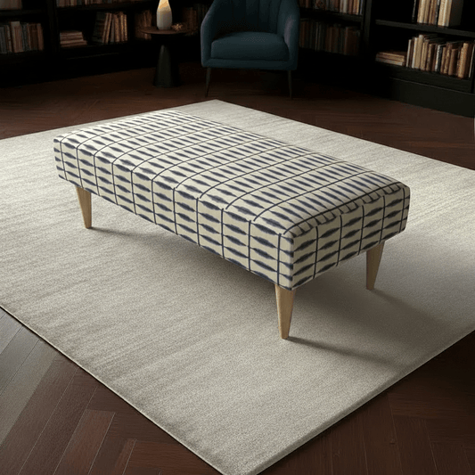 Durable Patterned Top Ottoman for Guest Rooms – Premium Stitched Lid Footstool & Coffee Table - ISTOOLS