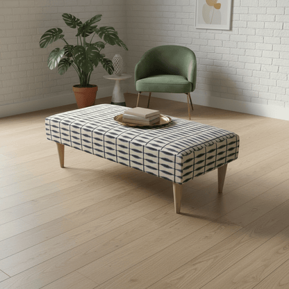 Durable Patterned Top Ottoman for Guest Rooms – Premium Stitched Lid Footstool & Coffee Table - ISTOOLS