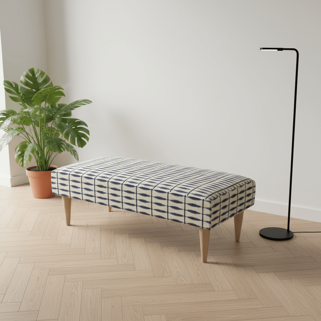 Durable Patterned Top Ottoman for Guest Rooms – Premium Stitched Lid Footstool & Coffee Table - ISTOOLS