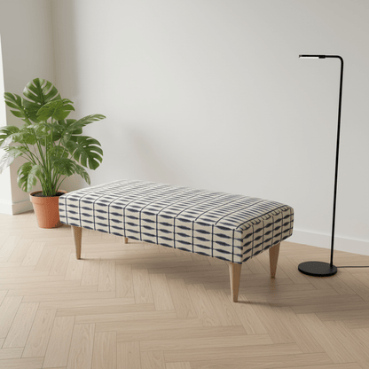 Durable Patterned Top Ottoman for Guest Rooms – Premium Stitched Lid Footstool & Coffee Table - ISTOOLS