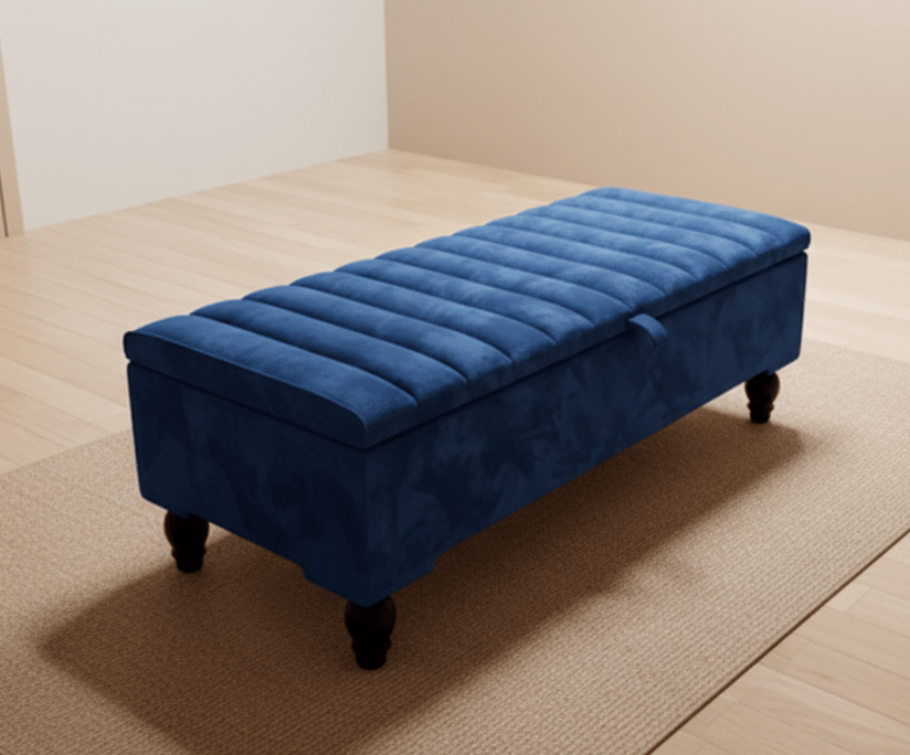 durable blue ottoman bench for modern home