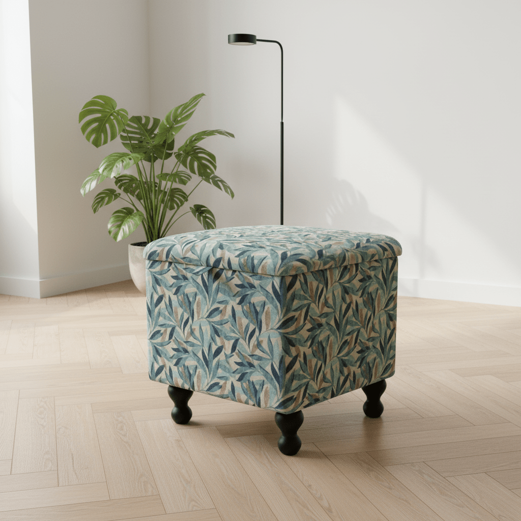 Easy - Clean Designer Upholstered Storage Ottoman – Family Friendly Footstool & Coffee Table - ISTOOLS