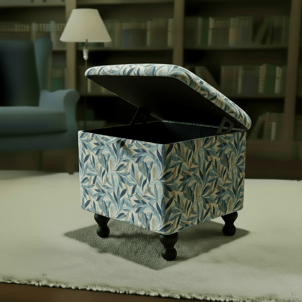 Easy - Clean Designer Upholstered Storage Ottoman – Family Friendly Footstool & Coffee Table - ISTOOLS
