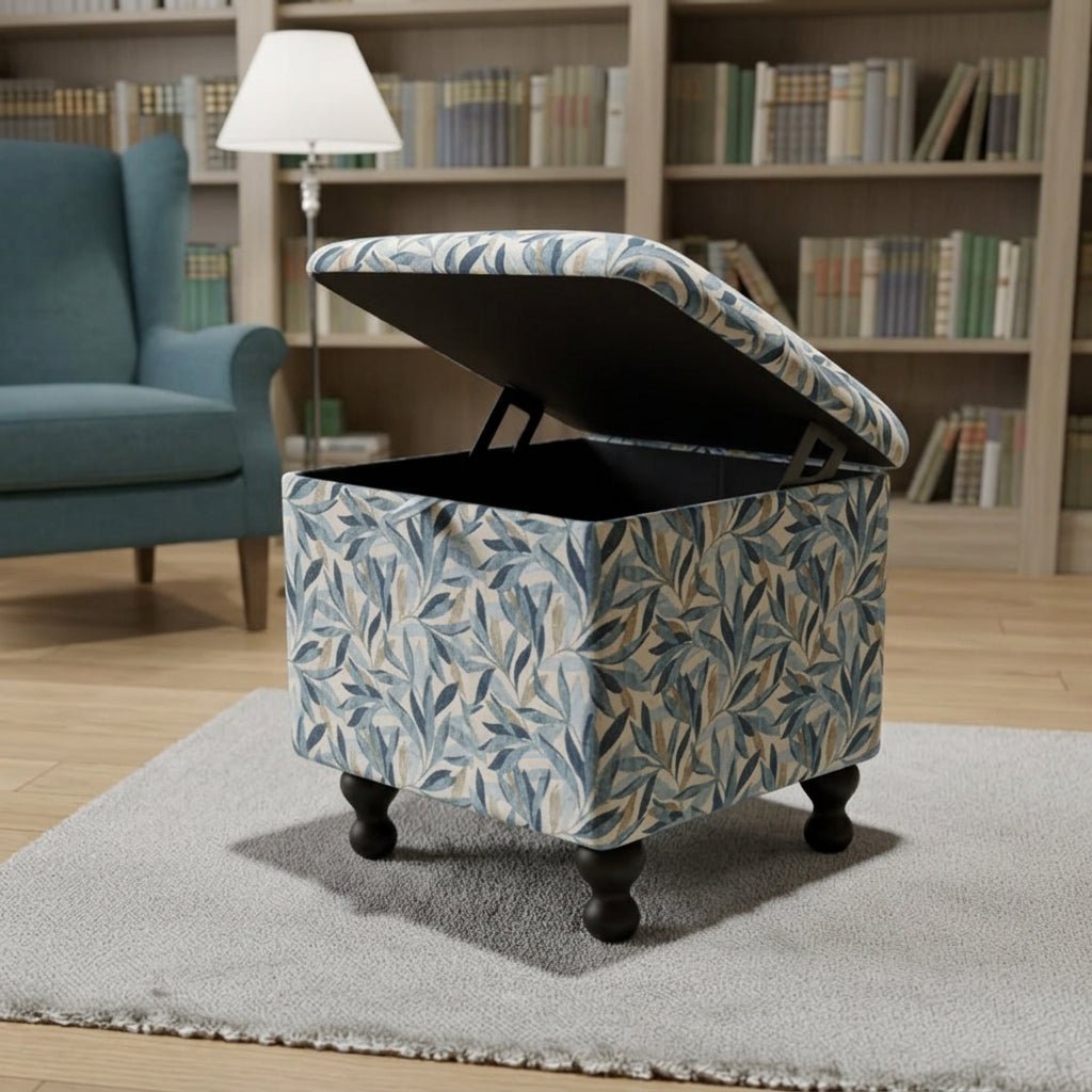 Easy-Clean Designer Upholstered Storage Ottoman – Family Friendly Footstool & Coffee Table - ISTOOLS