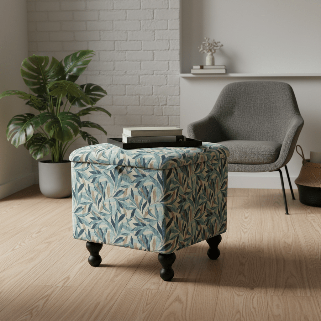 Easy - Clean Designer Upholstered Storage Ottoman – Family Friendly Footstool & Coffee Table - ISTOOLS