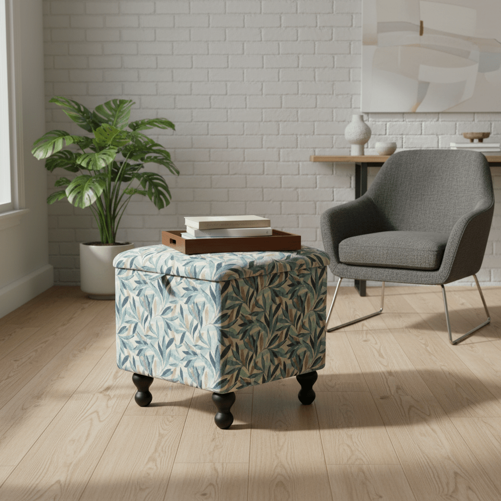 Easy - Clean Designer Upholstered Storage Ottoman – Family Friendly Footstool & Coffee Table - ISTOOLS