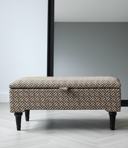 Eden brown pattern geometry coffee table storage Footstool Pouffe - ISTOOLS