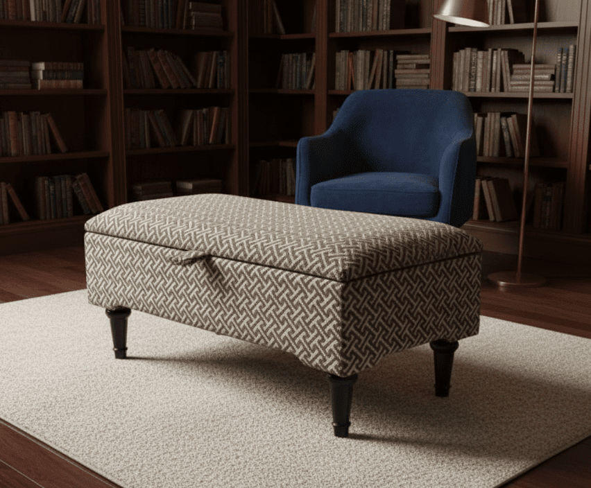 Eden brown pattern geometry coffee table storage Footstool Pouffe - ISTOOLS