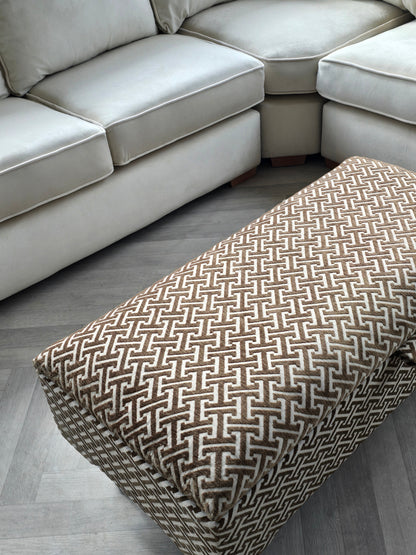 Eden brown pattern geometry coffee table storage Footstool Pouffe - ISTOOLS
