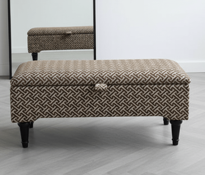 Eden brown pattern geometry coffee table storage Footstool Pouffe - ISTOOLS