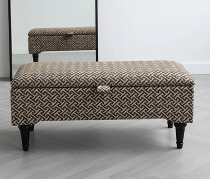 Eden brown pattern geometry coffee table storage Footstool Pouffe - ISTOOLS