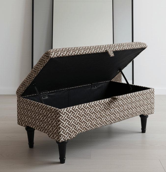 Eden brown pattern geometry coffee table storage Footstool Pouffe - ISTOOLS