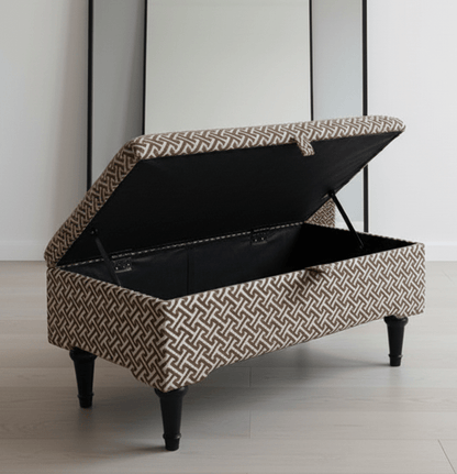 Eden brown pattern geometry coffee table storage Footstool Pouffe - ISTOOLS