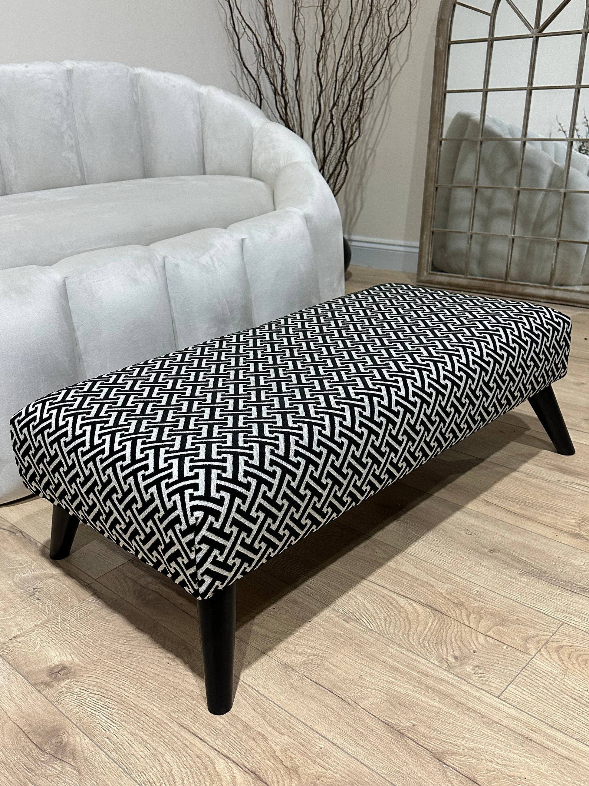 Eden embossed premium pattern Footstool window bay seat pouffe coffee table - ISTOOLS