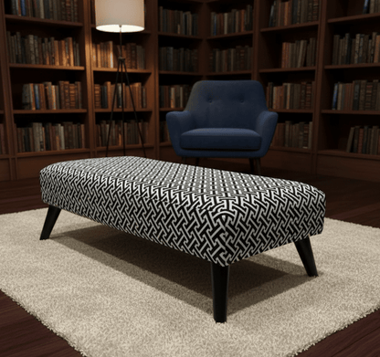 Premium Eden Embossed Footstool Ottoman in Living Room Setting - ISTOOLS