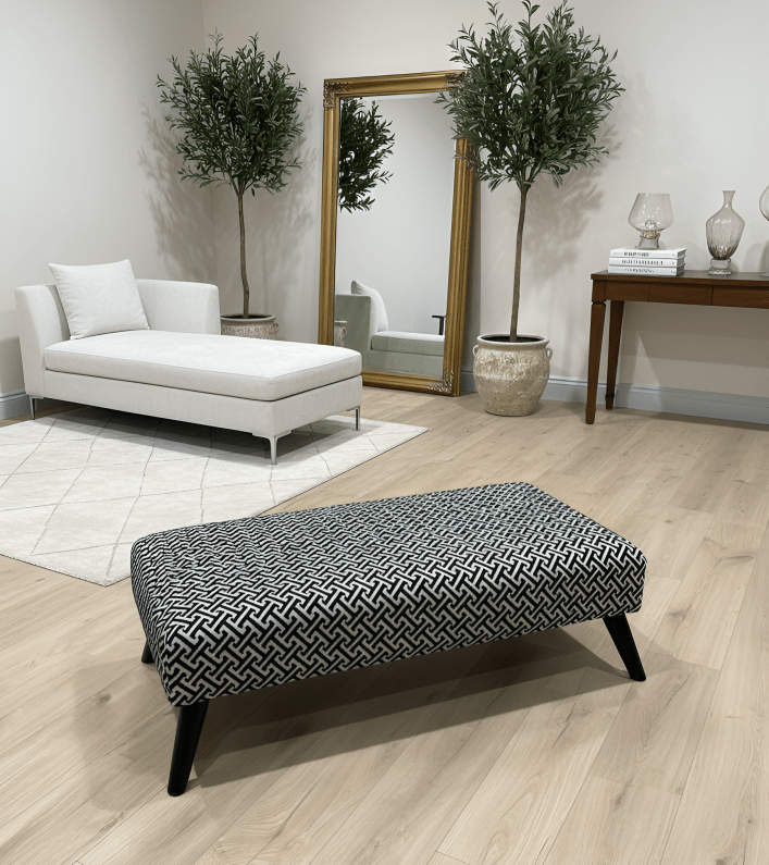 Stylish Embossed Pattern Ottoman Coffee Table Footrest - ISTOOLS