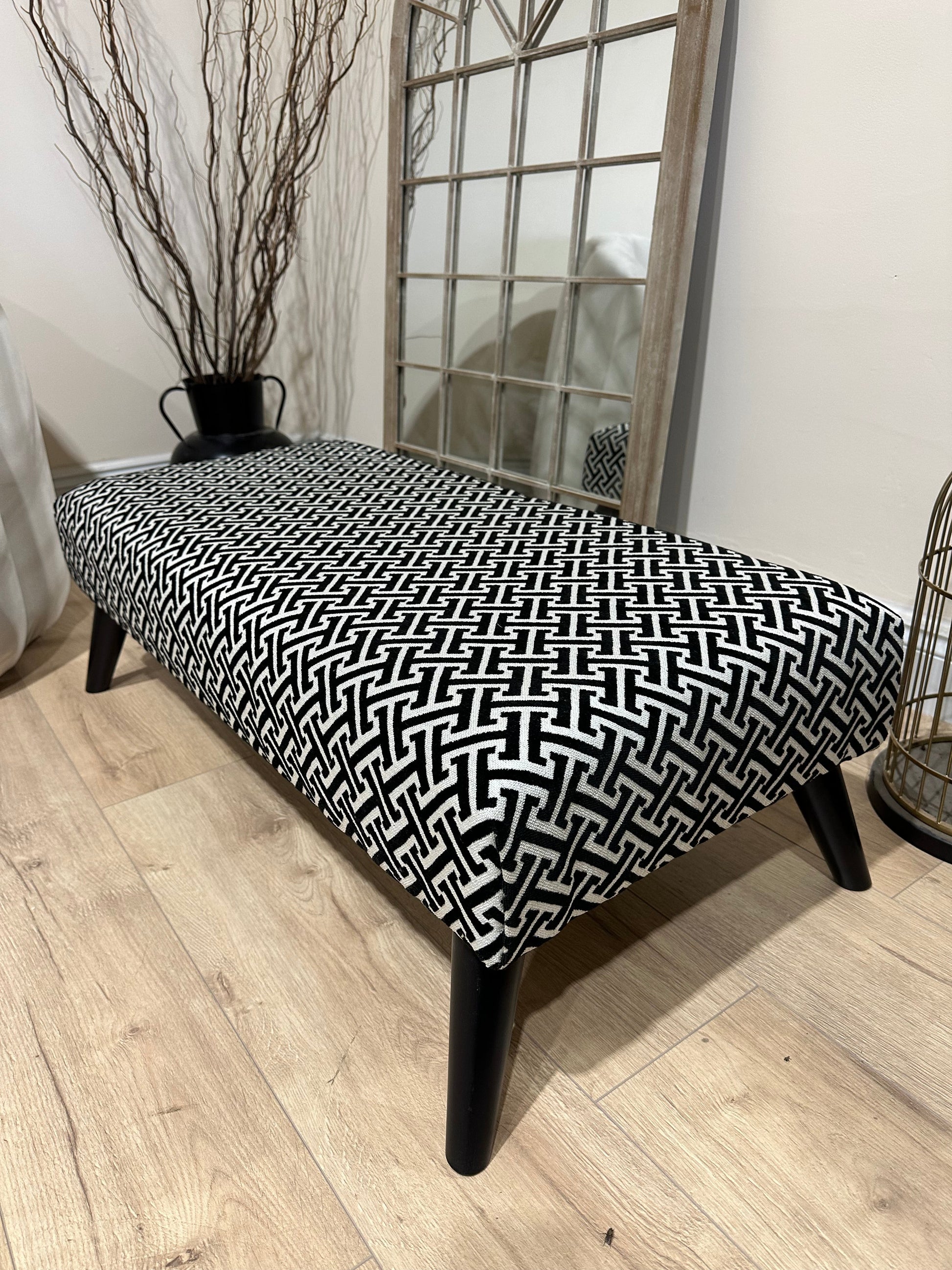 Eden embossed premium pattern Footstool window bay seat pouffe coffee table - ISTOOLS