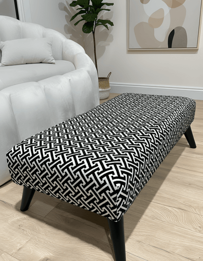 Eden embossed premium pattern Footstool window bay seat pouffe coffee table - ISTOOLS