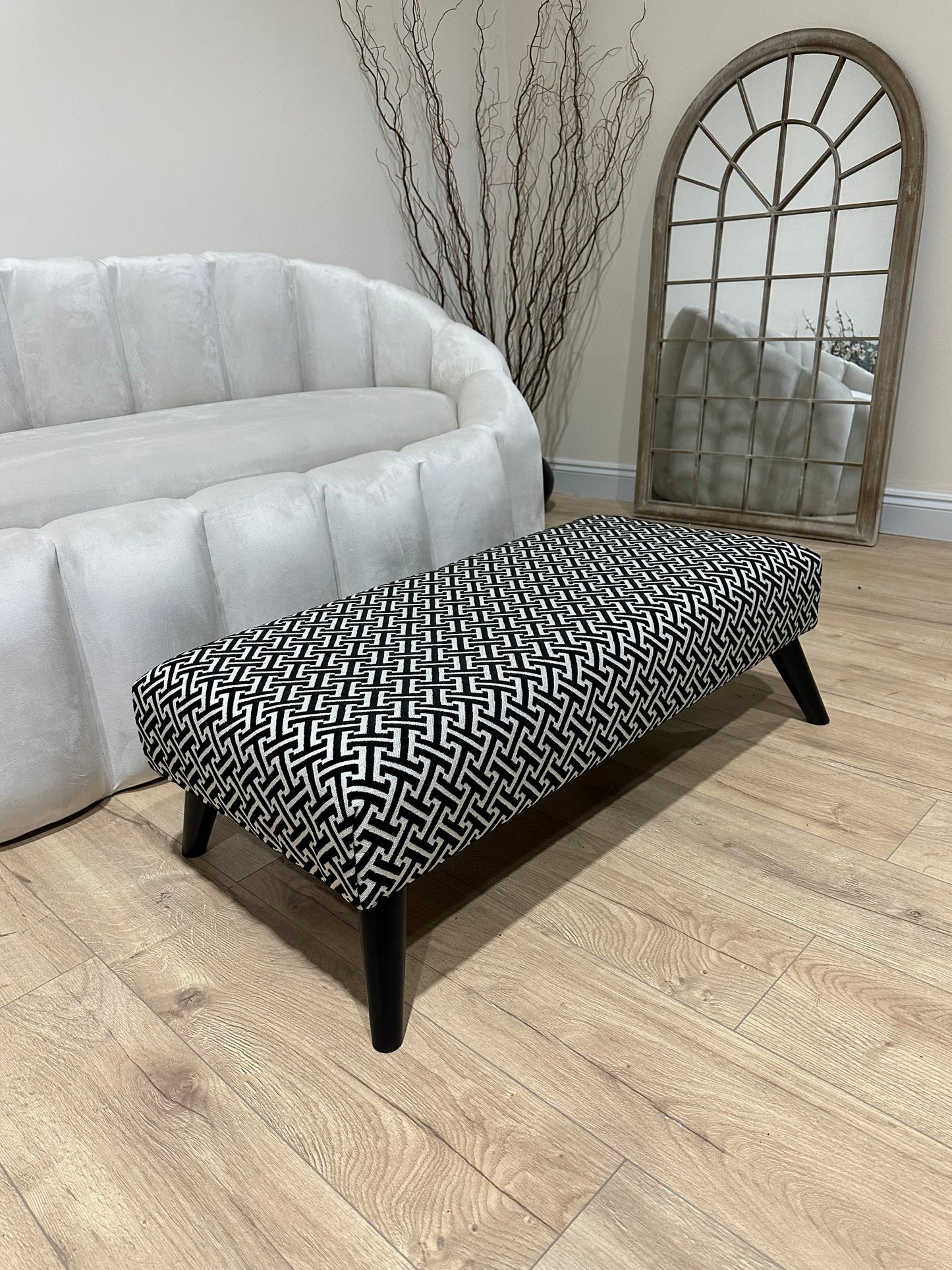 Eden embossed premium pattern Footstool window bay seat pouffe coffee table - ISTOOLS