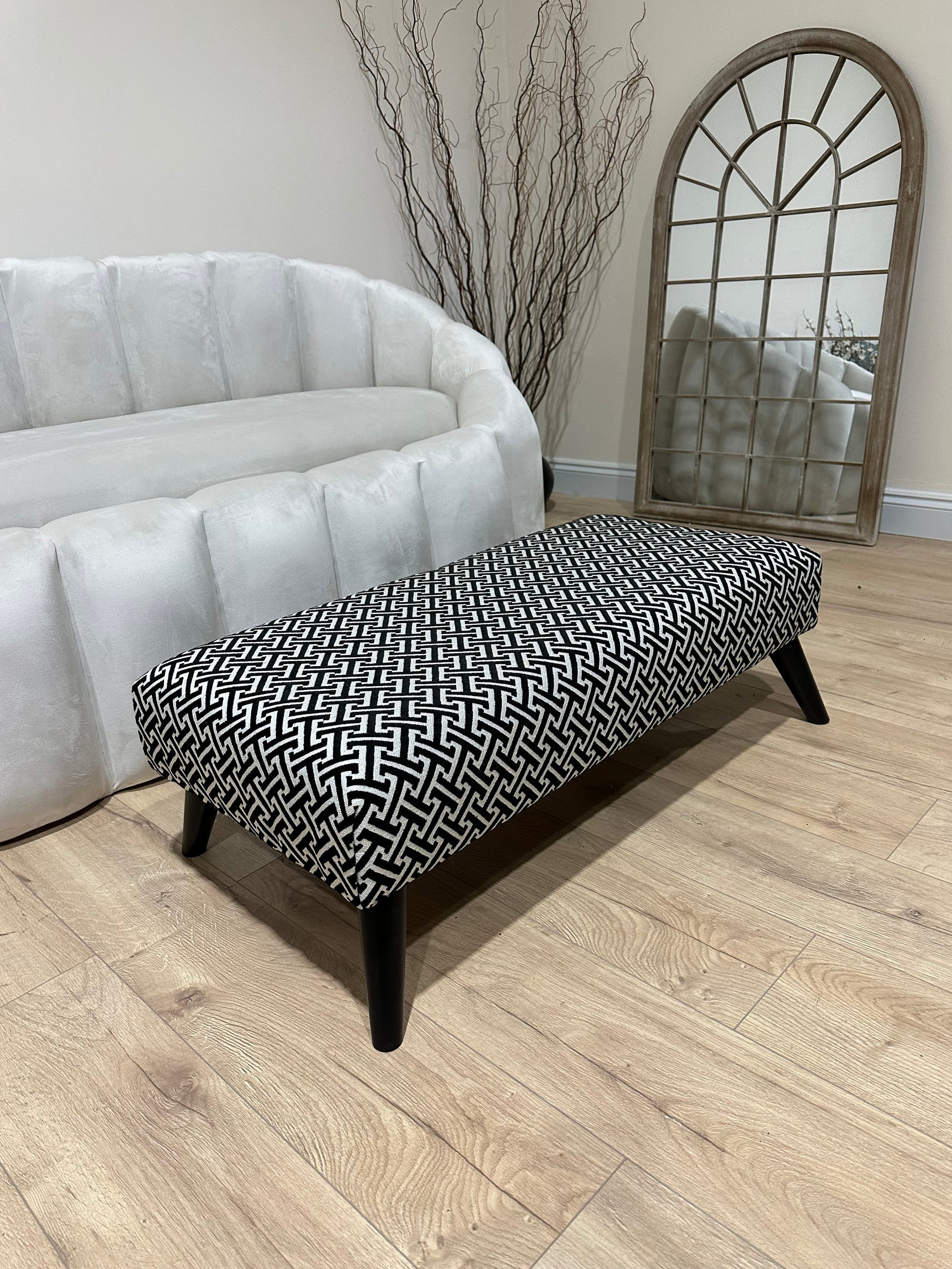 Eden embossed premium pattern Footstool window bay seat pouffe coffee table - ISTOOLS