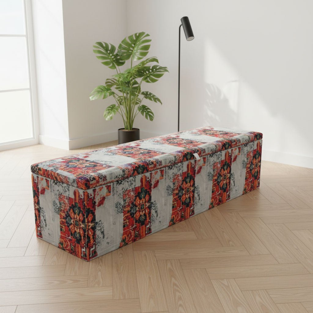 Elegant Bedroom Storage Box Designer Chesterfield Patterned Fabric - ISTOOLS