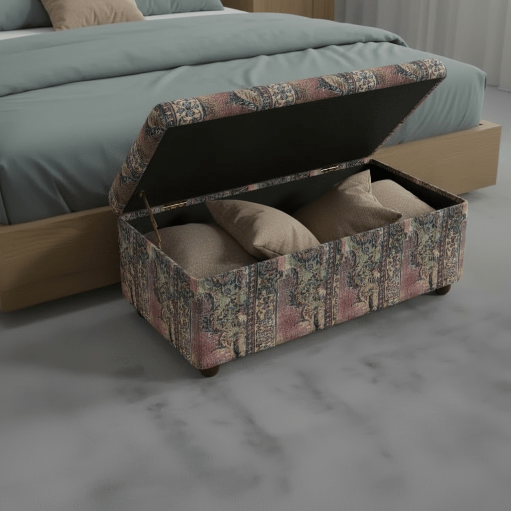 Elegant Bedroom Storage Box Designer Motif Premium Fabric - ISTOOLS