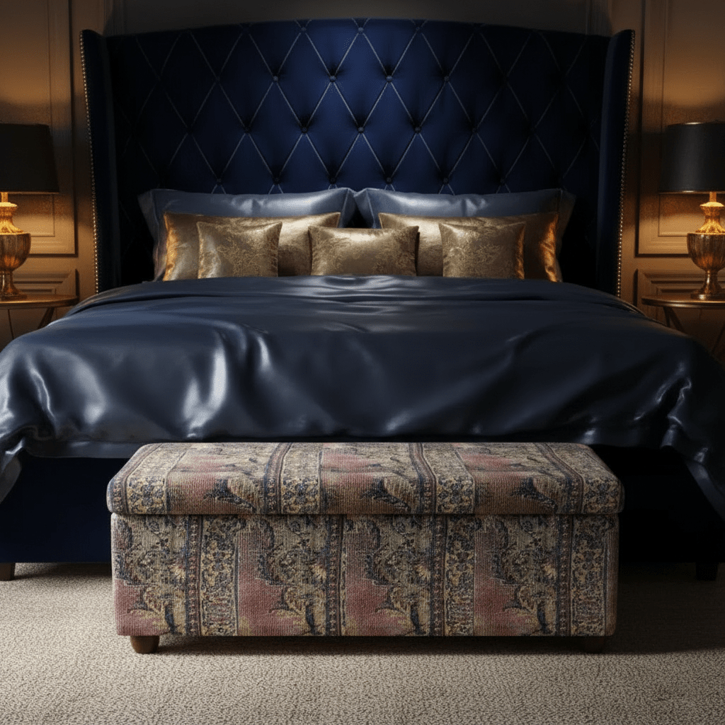 Elegant Bedroom Storage Box Designer Motif Premium Fabric - ISTOOLS