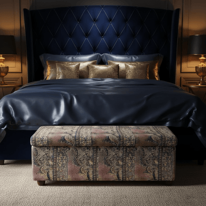Elegant Bedroom Storage Box Designer Motif Premium Fabric - ISTOOLS
