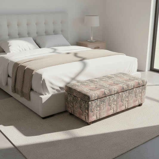 Elegant Bedroom Storage Box Designer Motif Premium Fabric - ISTOOLS
