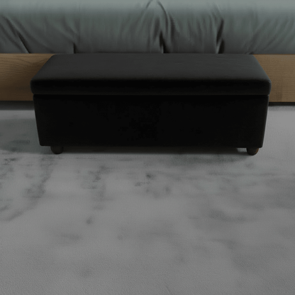 Elegant Black Rectangular Storage Footstool UK Craftsmanship - ISTOOLS