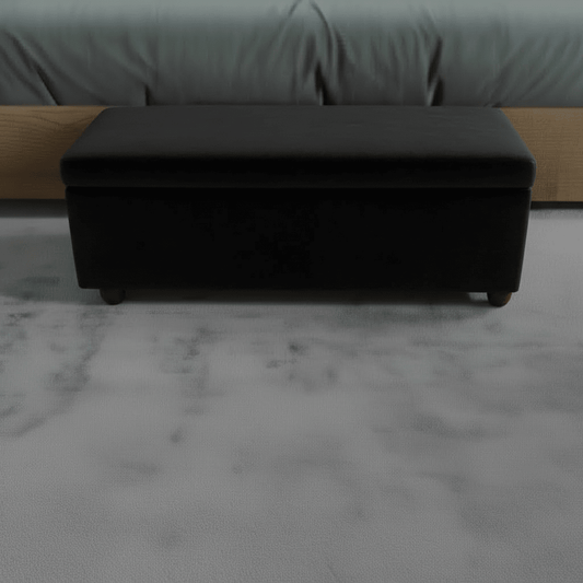 Elegant Black Rectangular Storage Footstool UK Craftsmanship - ISTOOLS