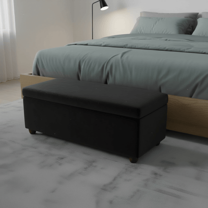 Elegant Black Rectangular Storage Footstool UK Craftsmanship - ISTOOLS
