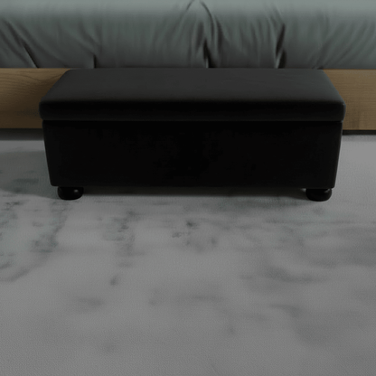 Elegant Black Rectangular Storage Footstool UK Craftsmanship - ISTOOLS