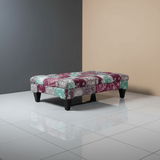 Elegant Buttoned Lounge Ottoman Bench Abstract Aesthetic - ISTOOLS