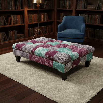 Elegant Buttoned Lounge Ottoman Bench Abstract Aesthetic - ISTOOLS