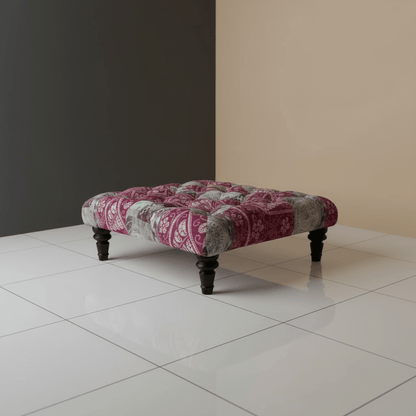 Elegant Buttoned Lounge Square Ottoman Abstract Aesthetic - ISTOOLS