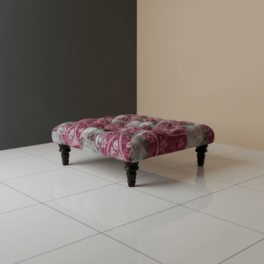 Elegant Buttoned Lounge Square Ottoman Abstract Aesthetic - ISTOOLS