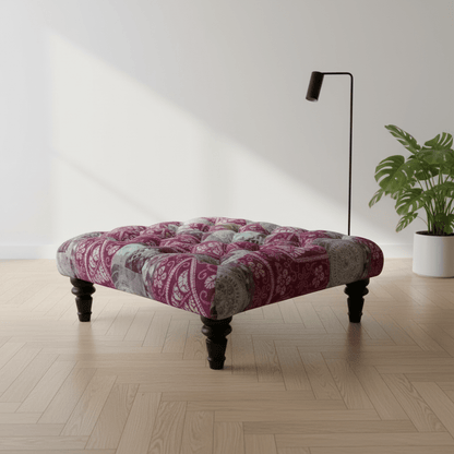 Elegant Buttoned Lounge Square Ottoman Abstract Aesthetic - ISTOOLS