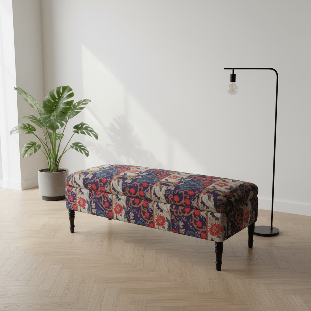 Elegant Centrepiece Footstool Vibrant UK Craftsmanship - ISTOOLS