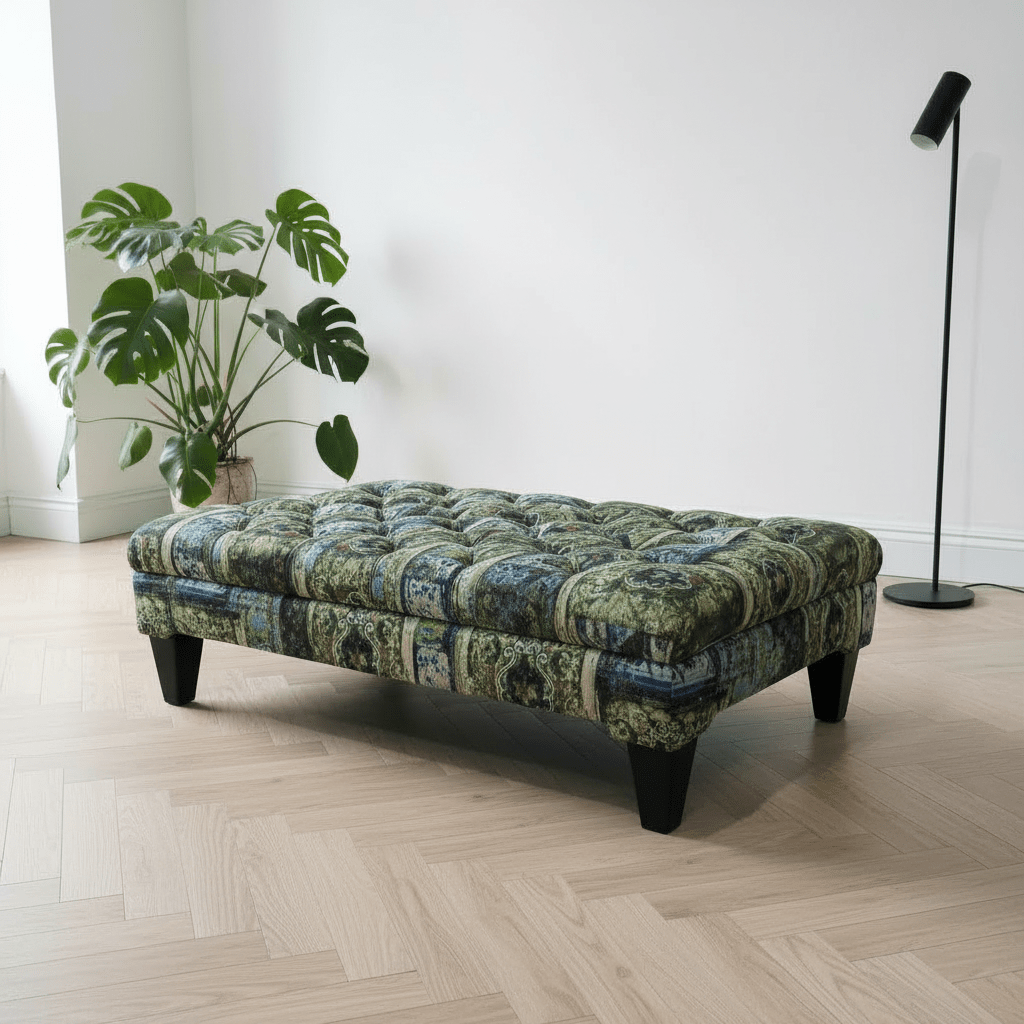 Elegant Designer Pattern Buttoned Footstool Lounge Table - ISTOOLS