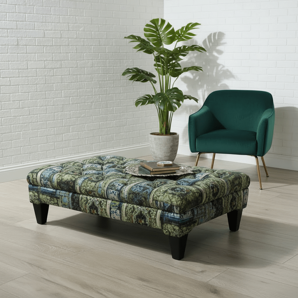 Elegant Designer Pattern Buttoned Footstool Lounge Table - ISTOOLS