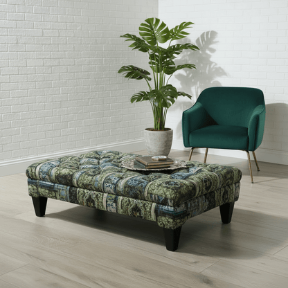 Elegant Designer Pattern Buttoned Footstool Lounge Table - ISTOOLS