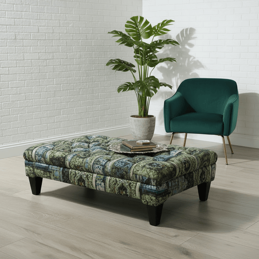 Elegant Designer Pattern Buttoned Footstool Lounge Table - ISTOOLS