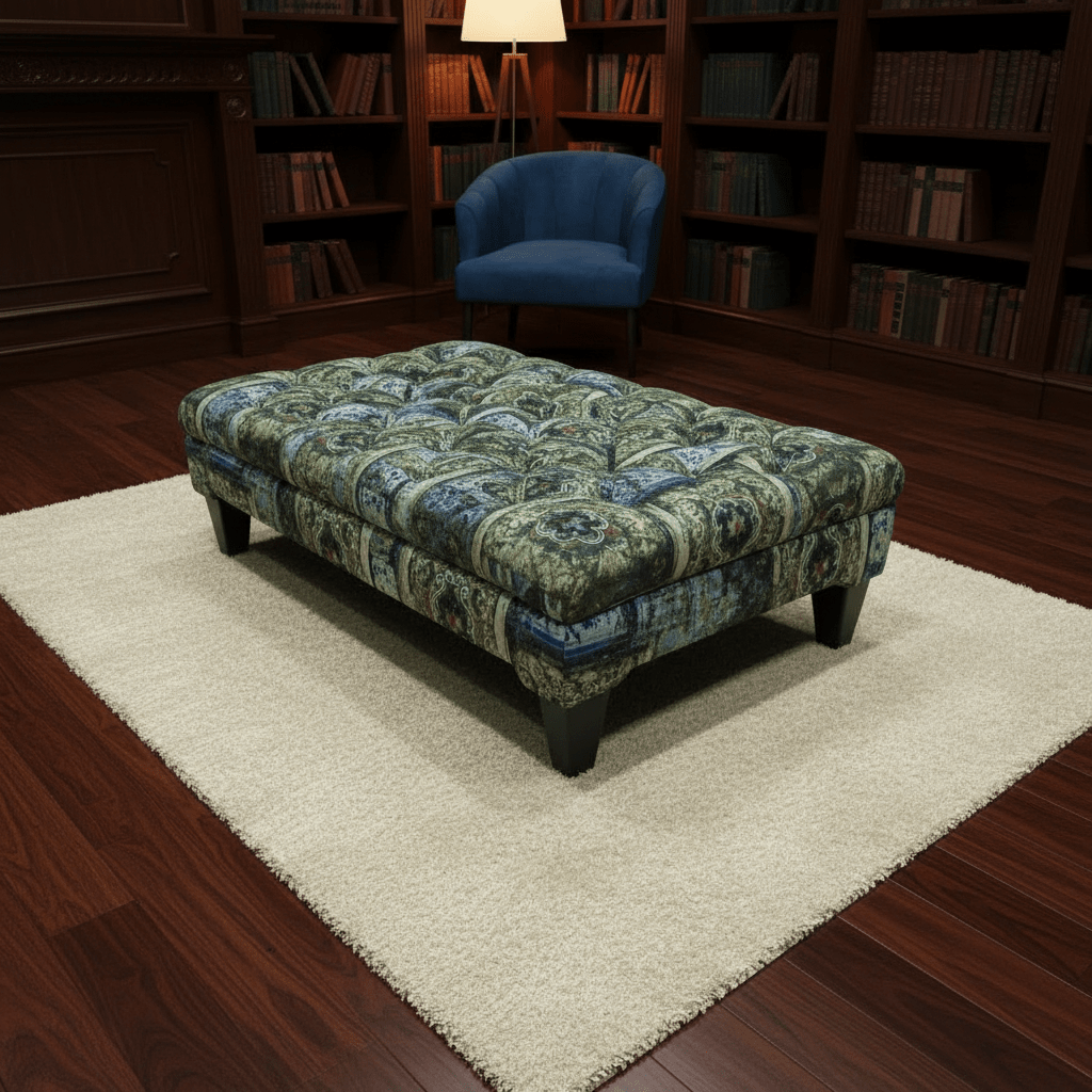 Elegant Designer Pattern Buttoned Footstool Lounge Table - ISTOOLS