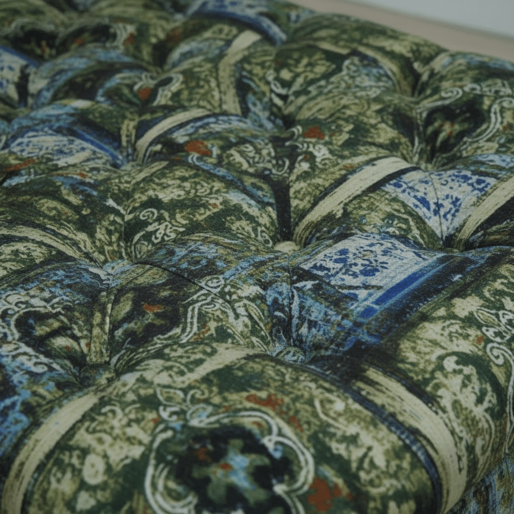 Elegant Designer Pattern Buttoned Footstool Lounge Table - ISTOOLS