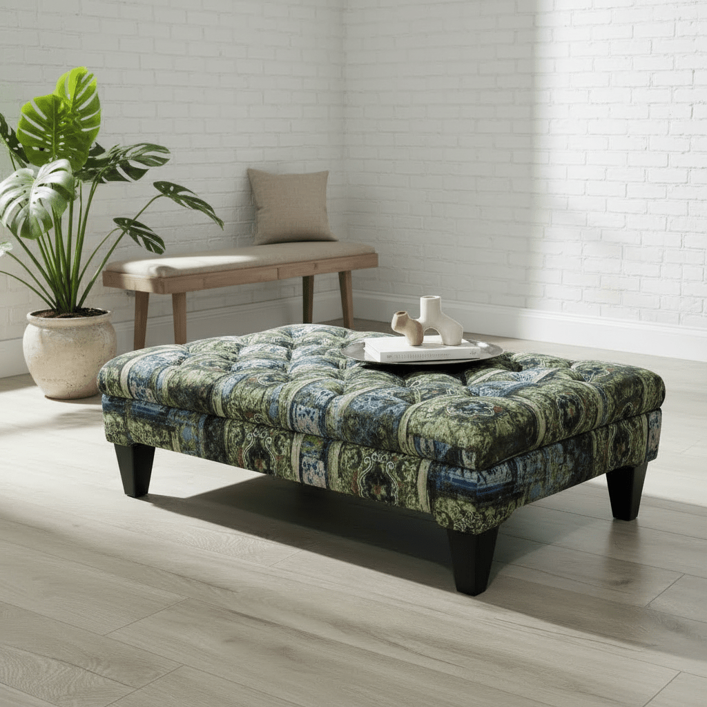 Elegant Designer Pattern Buttoned Footstool Lounge Table - ISTOOLS