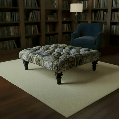 Elegant Designer Pattern Buttoned Square Footstool Lounge Table - ISTOOLS
