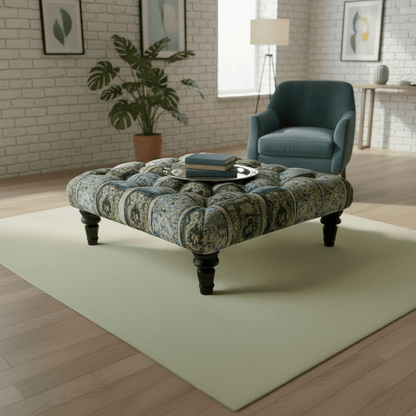 Elegant Designer Pattern Buttoned Square Footstool Lounge Table - ISTOOLS