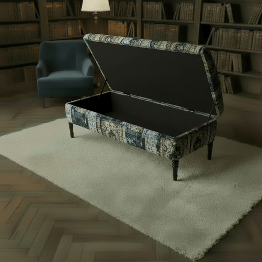 Elegant Designer Pattern Rectangular Footstool Coffee Table - ISTOOLS